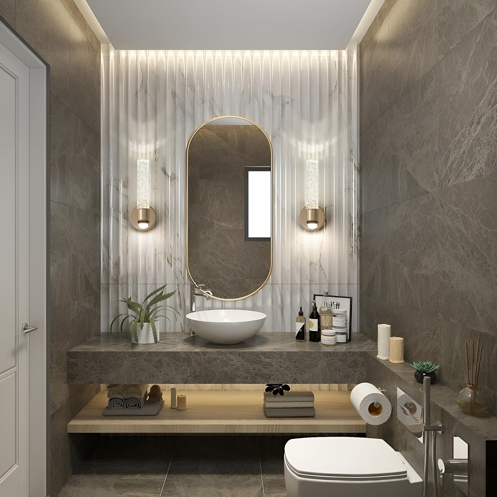 Crystal Bubble LED Wall Light | Gold Finish, 3 Color Modes