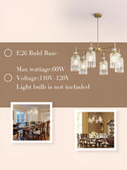 Crystal Gold 6-Light Chandelier | Modern Ceiling Fixture