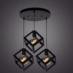 3-Light Black Cube Chandelier