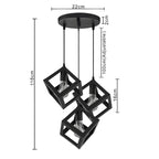 3-Light Black Cube Chandelier