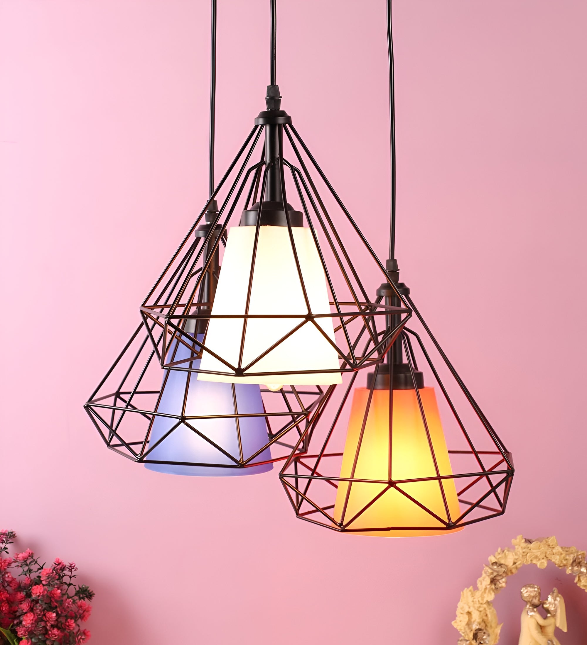 Cluster of 3 Multicolor Hanging Lights