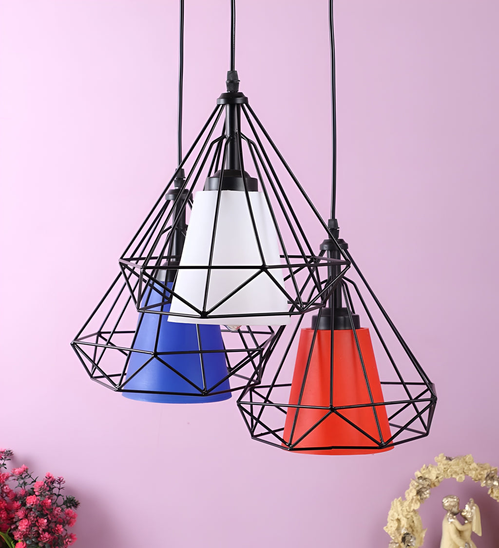 Cluster of 3 Multicolor Hanging Lights