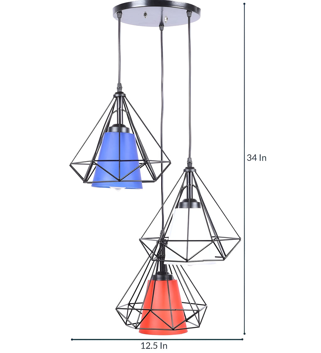 Cluster of 3 Multicolor Hanging Lights
