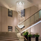Long Crystal Staircase Chandelier Light