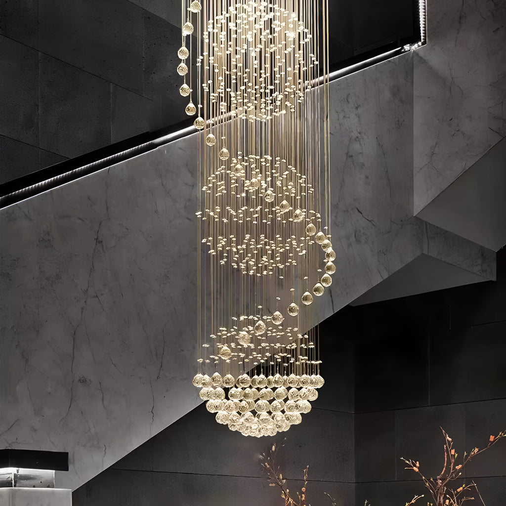 Long Crystal Staircase Chandelier Light