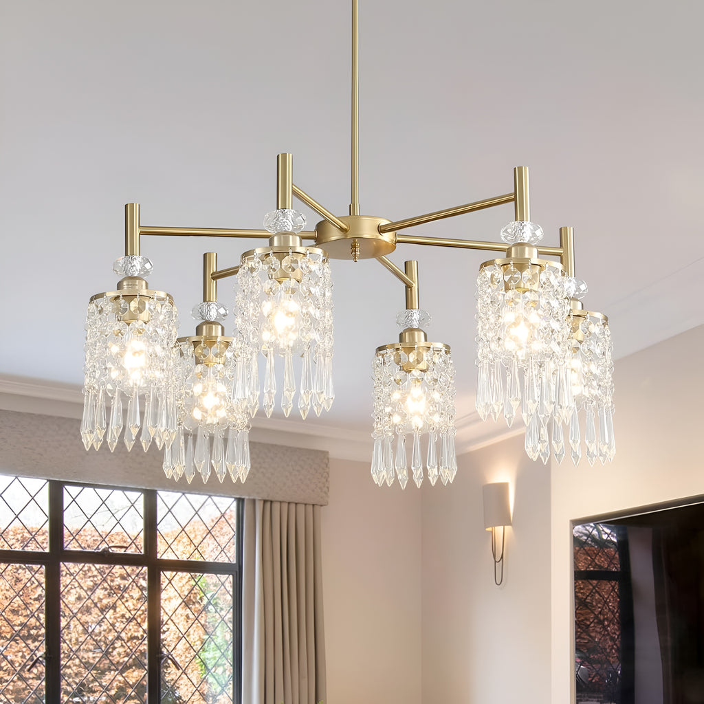 Crystal Gold 6-Light Chandelier | Modern Ceiling Fixture
