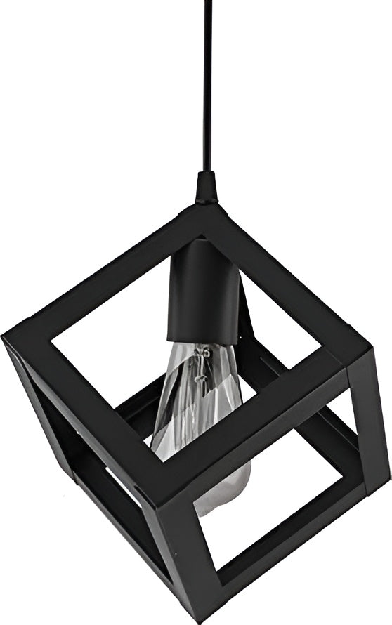 3-Light Black Cube Chandelier