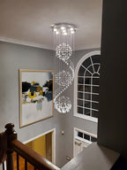 Long Crystal Staircase Chandelier Light