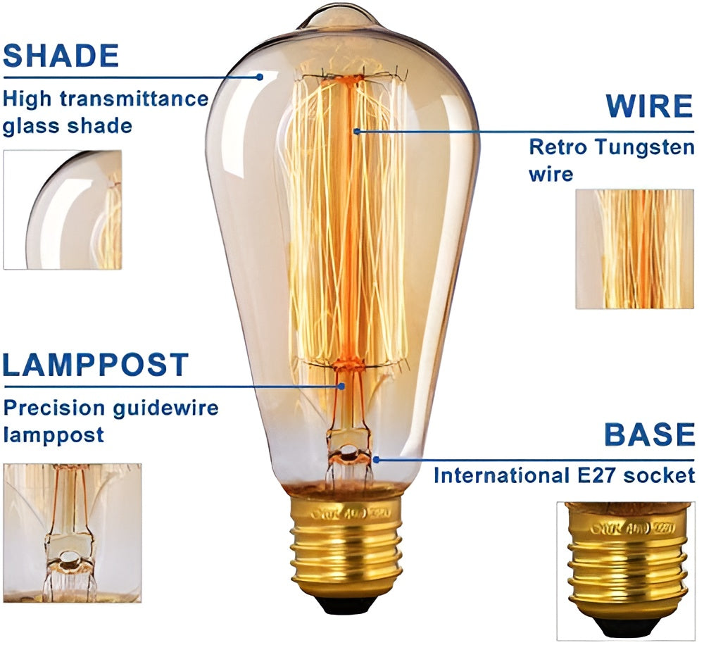 3-Light Black Diamond Cage Ceiling Pendant with Bulb