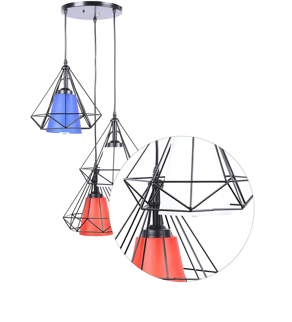 Cluster of 3 Multicolor Hanging Lights
