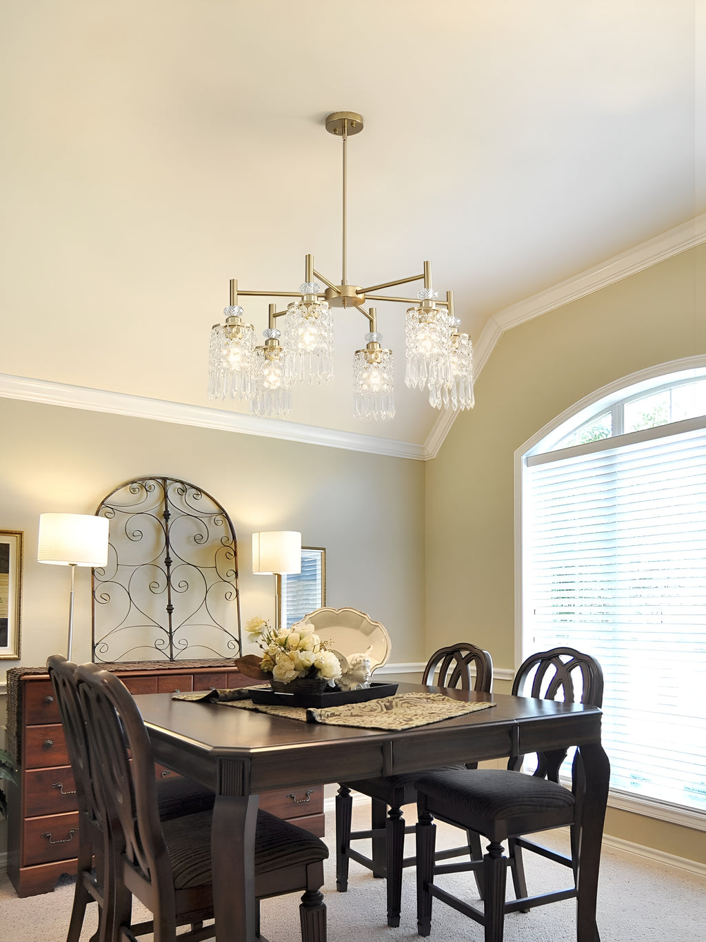 Crystal Gold 6-Light Chandelier | Modern Ceiling Fixture