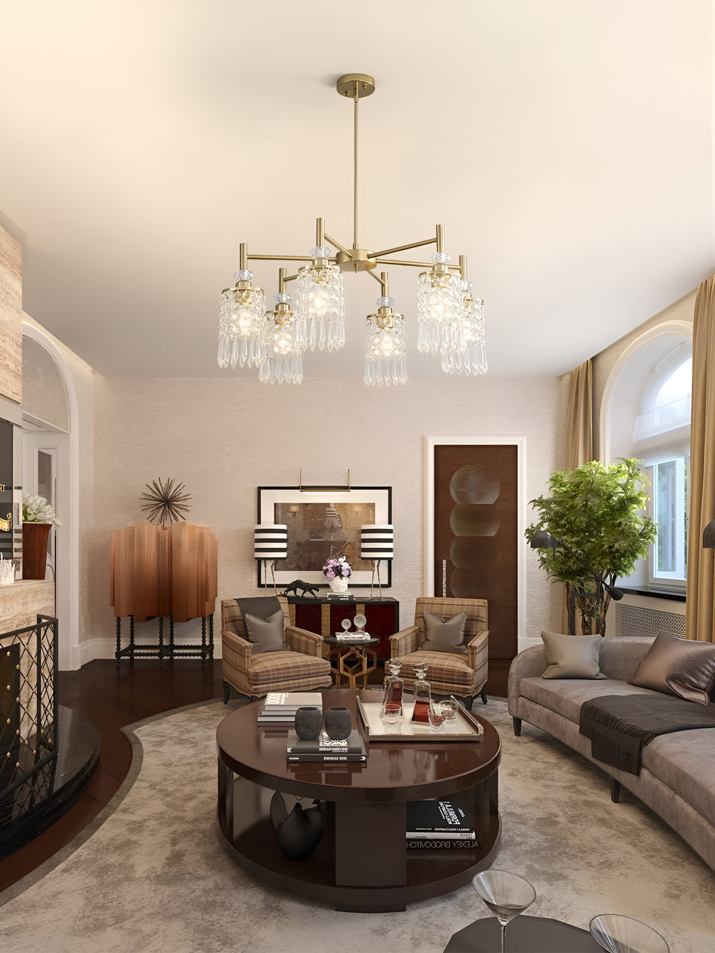 Crystal Gold 6-Light Chandelier | Modern Ceiling Fixture