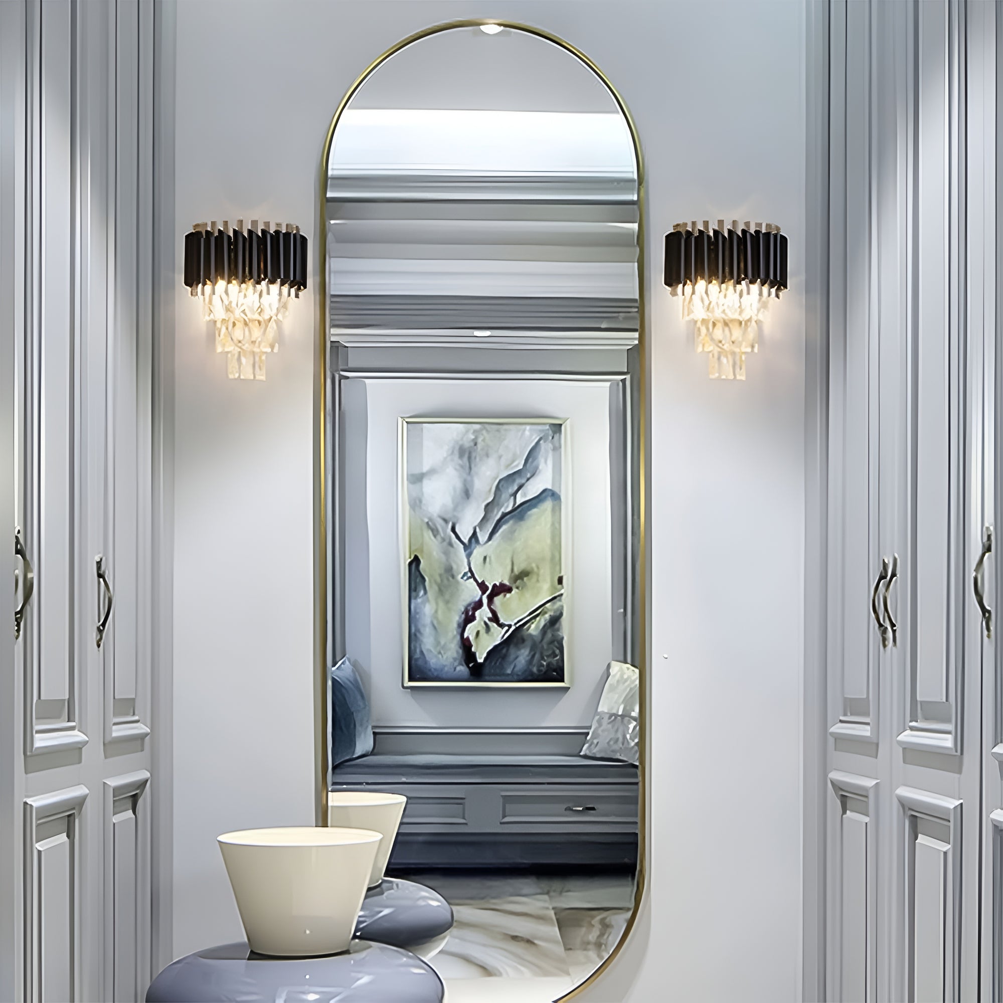 Crystal Black Wall Light