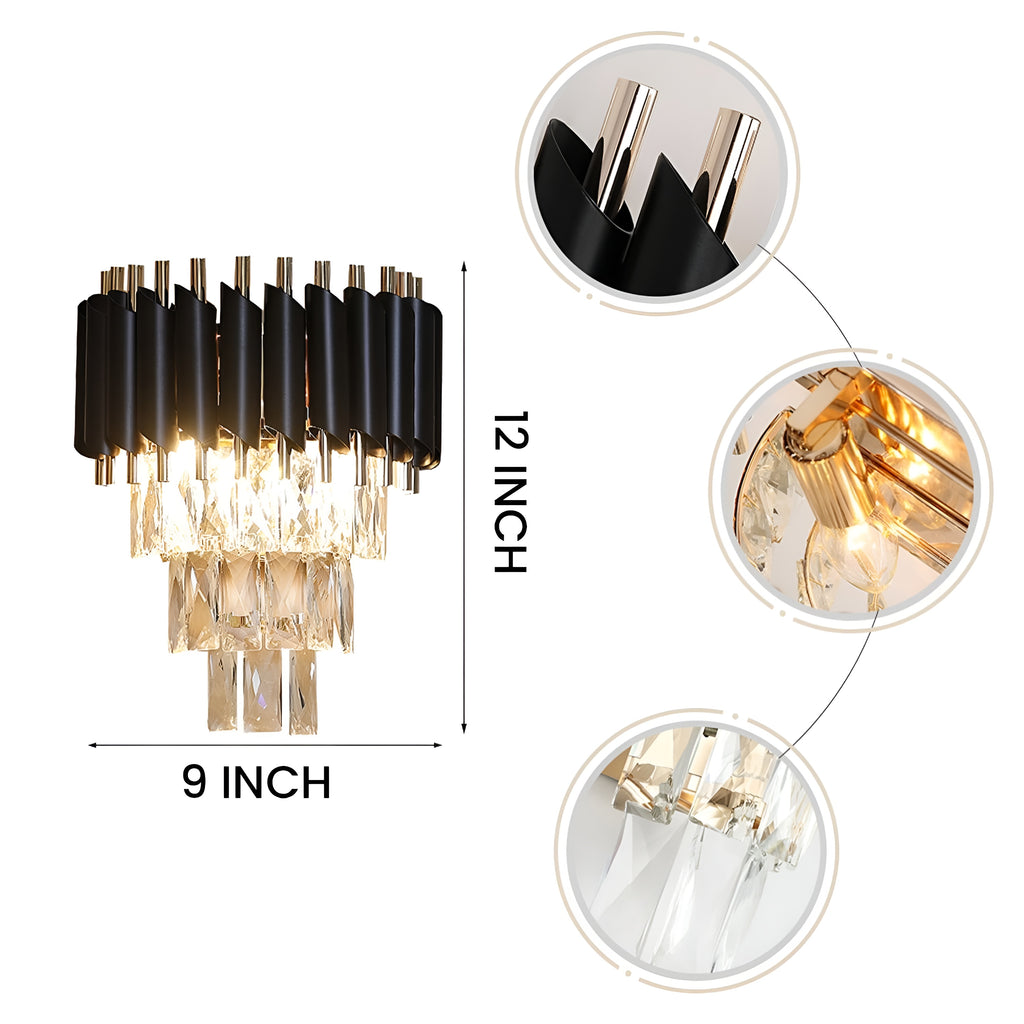 Crystal Black Wall Light