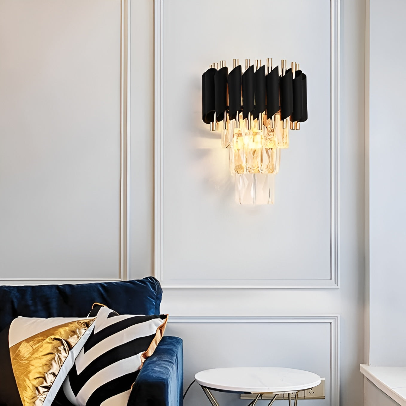 Crystal Black Wall Light