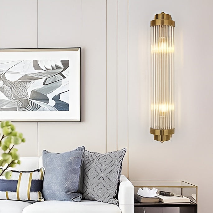 Vintage Columpna Wall Light – Golden Glass Shade