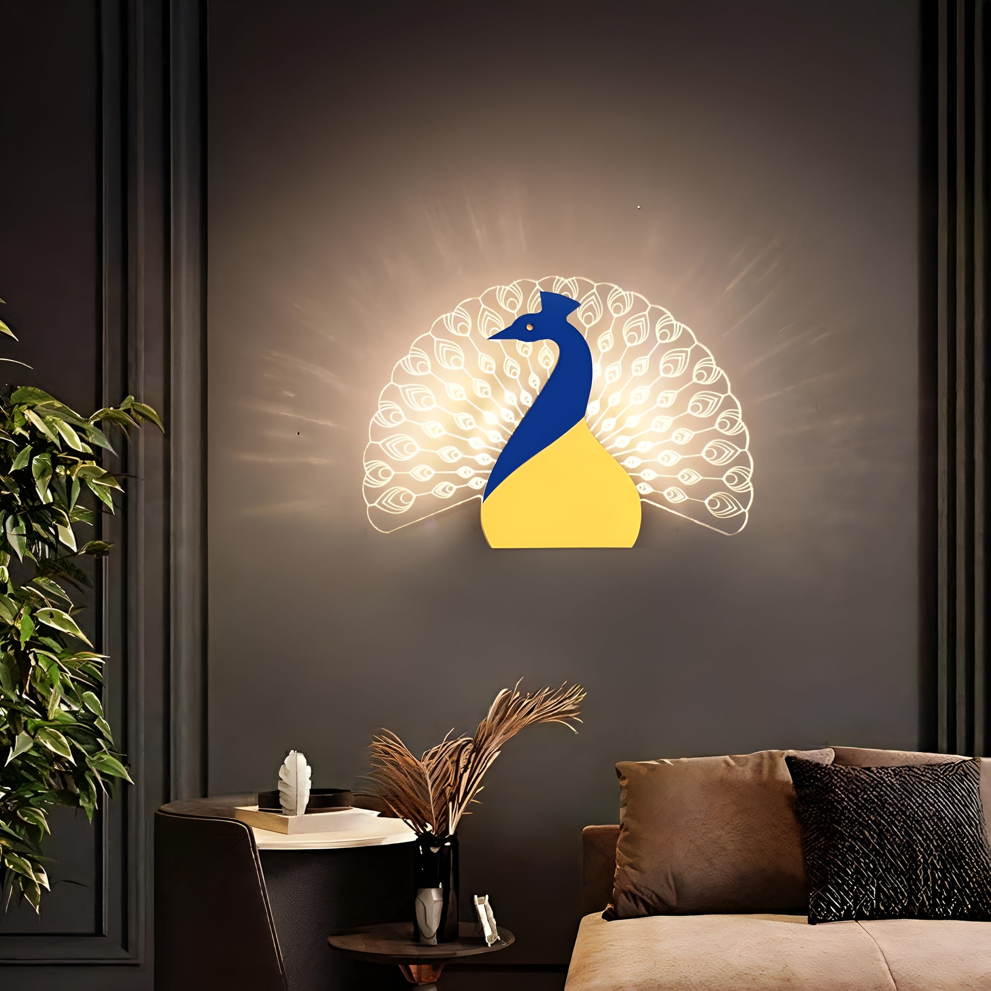 Nova Peacock LED Wall Light – 3-in-1 Decorative Acrylic Lamp