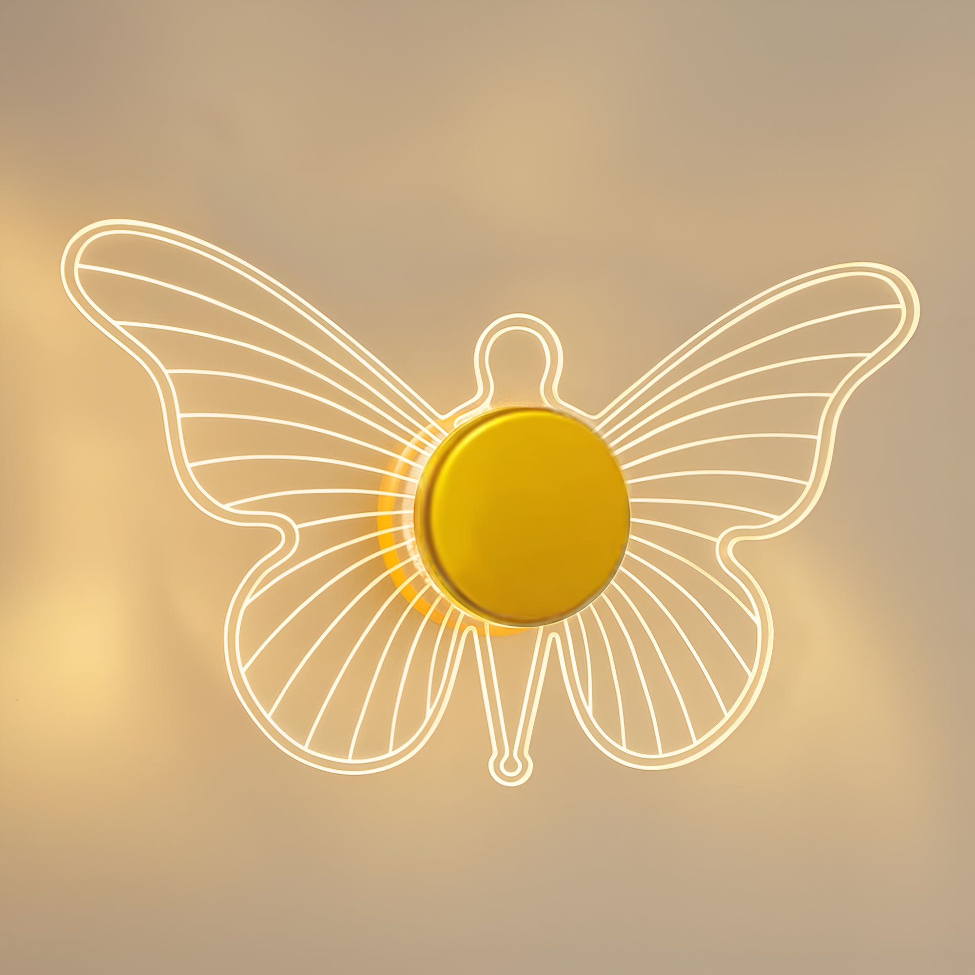Golden Butterfly LED Wall Light | 3-Color Acrylic Decorative Sconce for Home