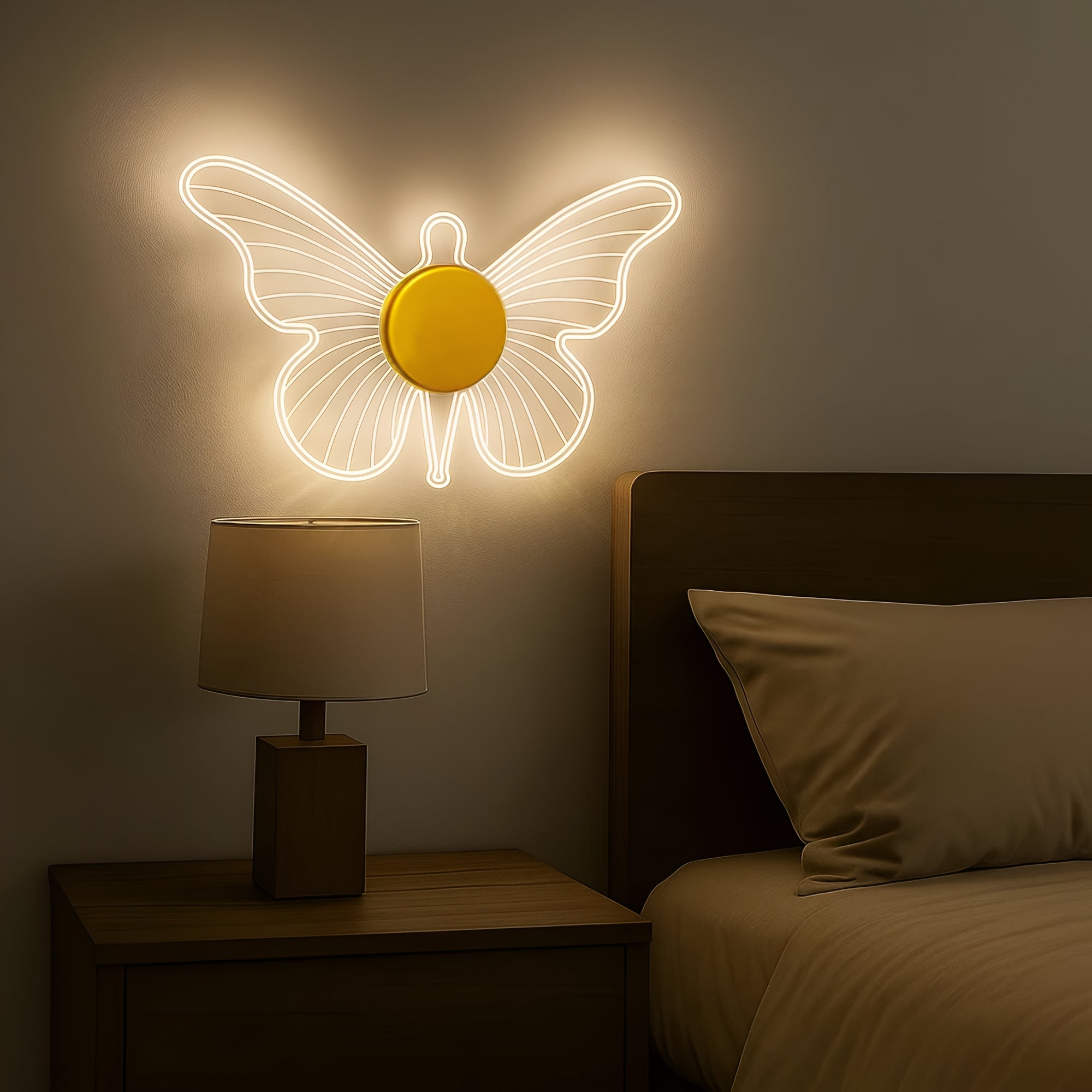 Golden Butterfly LED Wall Light | 3-Color Acrylic Decorative Sconce for Home