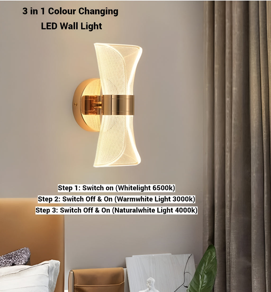 3-in-1 Color Wall Light for Bedroom, Living Room & Bathroom