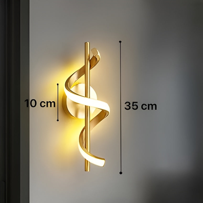 Modern LED Wall Sconce – Gold Spiral, 3-Color Modes