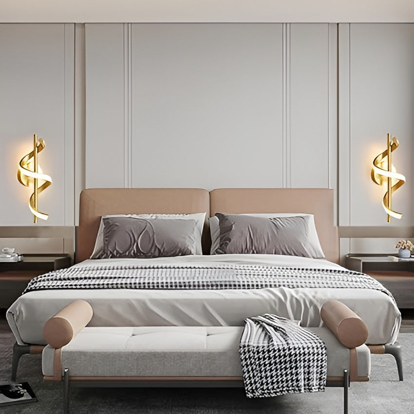 Modern LED Wall Sconce – Gold Spiral, 3-Color Modes