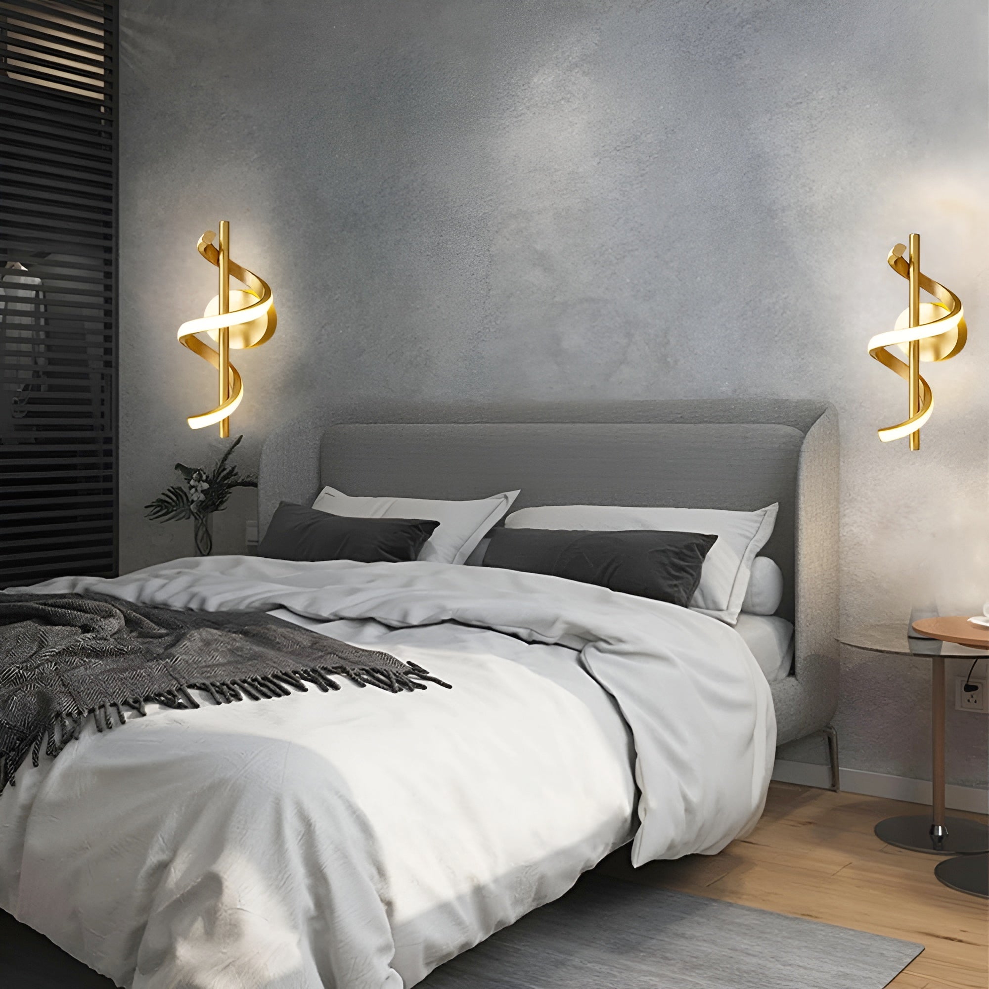 Modern LED Wall Sconce – Gold Spiral, 3-Color Modes