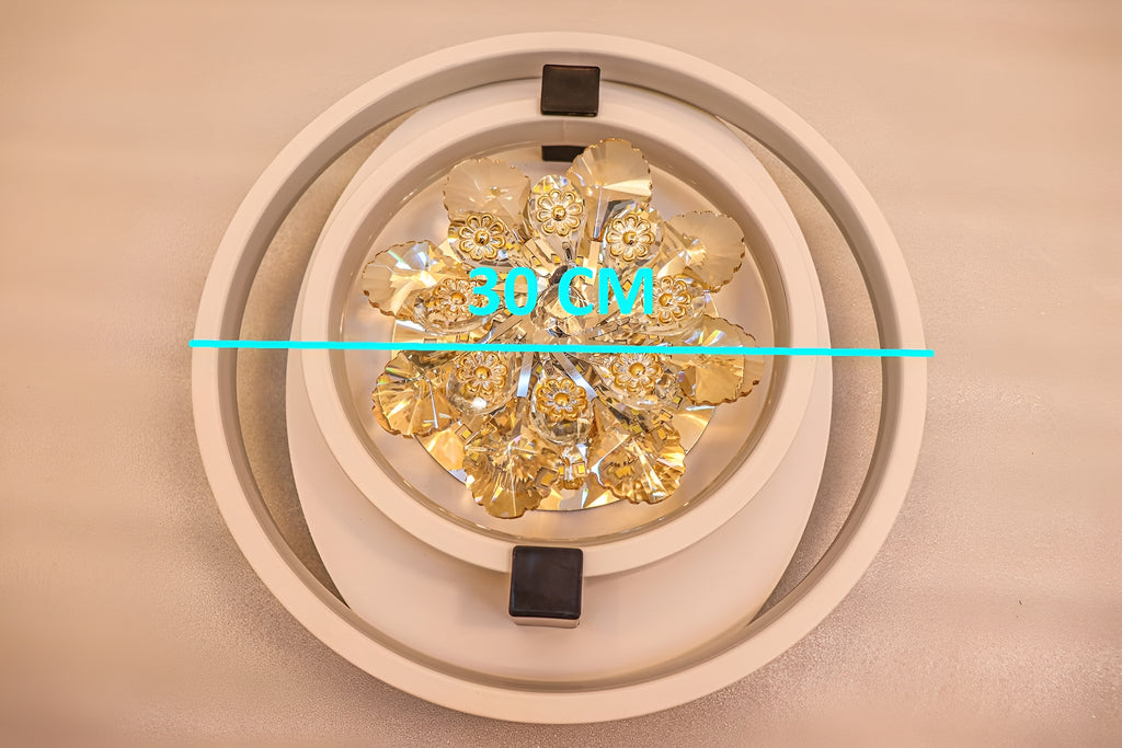 Rotating Crystal Flower LED Chandelier | Color-Changing & Dimmable Ceiling Light