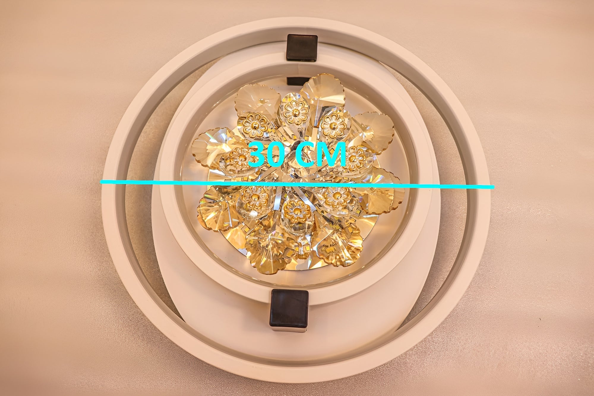 Rotating Crystal Flower LED Chandelier | Color-Changing & Dimmable Ceiling Light