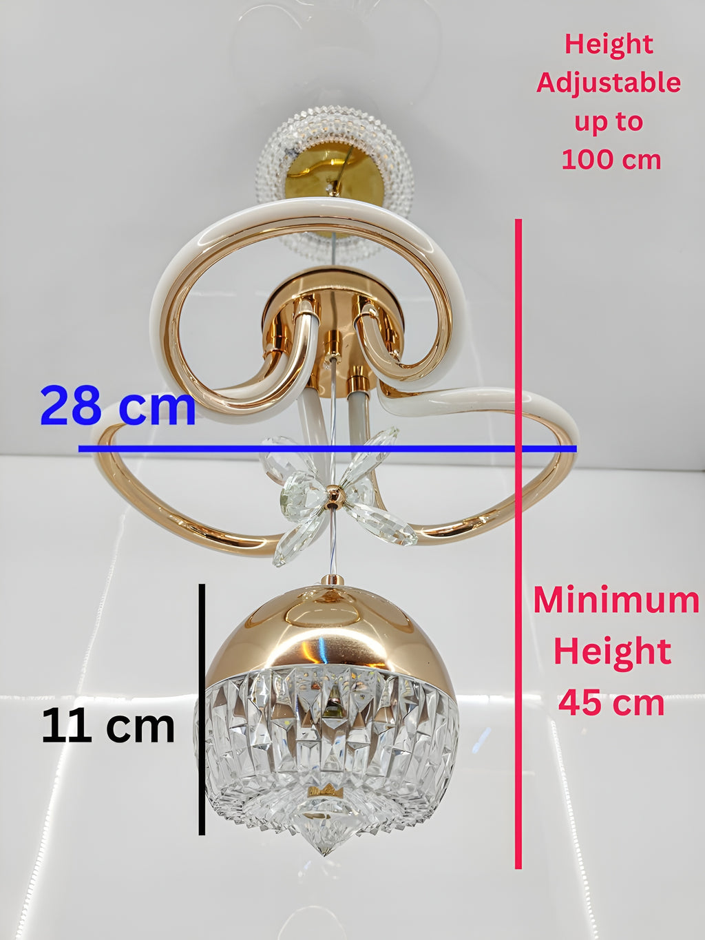 LED Gold Crystal Chandelier | Dimmable Ceiling Light