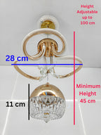 LED Gold Crystal Chandelier | Dimmable Ceiling Light
