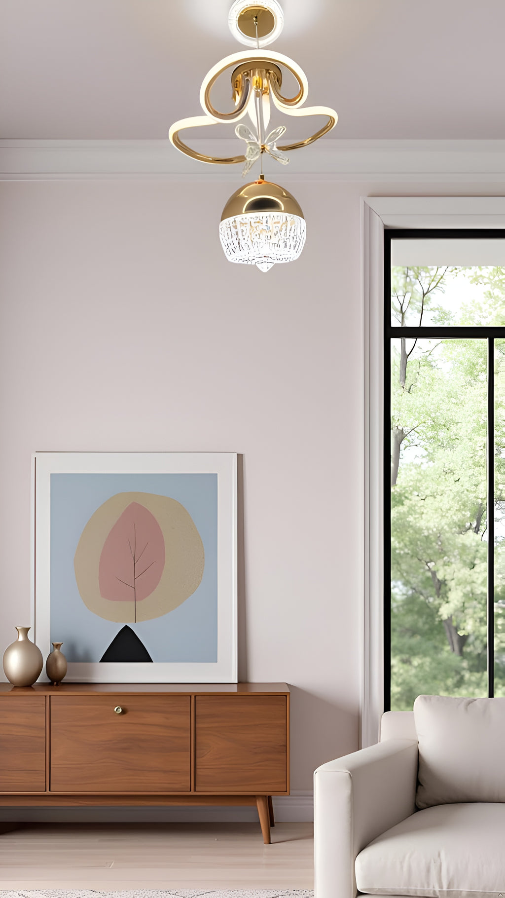 LED Gold Crystal Chandelier | Dimmable Ceiling Light