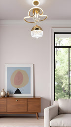 LED Gold Crystal Chandelier | Dimmable Ceiling Light