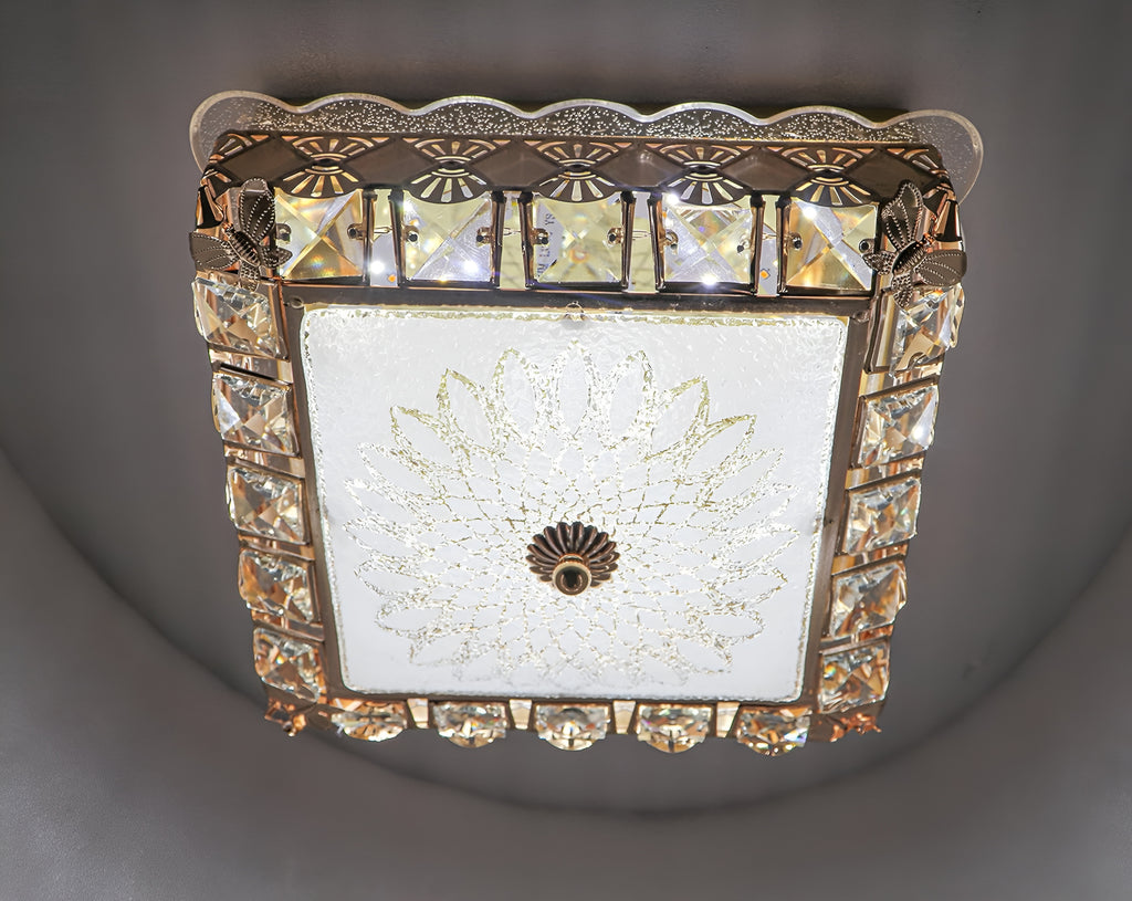 Crystal LED Flush Mount Light | Square Modern Ceiling Lamp