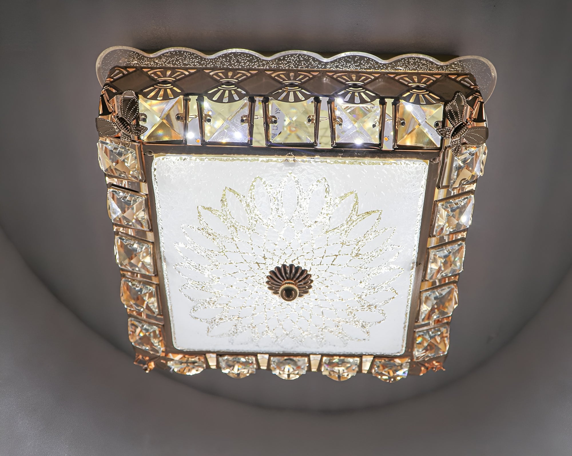 Crystal LED Flush Mount Light | Square Modern Ceiling Lamp