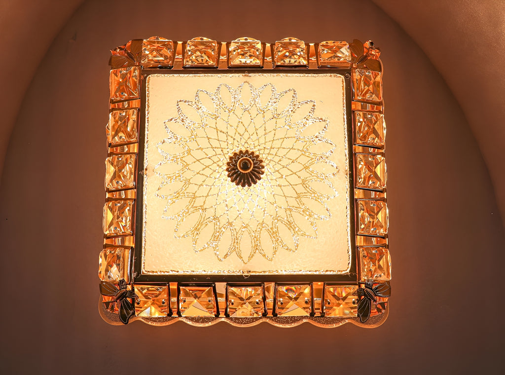 Crystal LED Flush Mount Light | Square Modern Ceiling Lamp