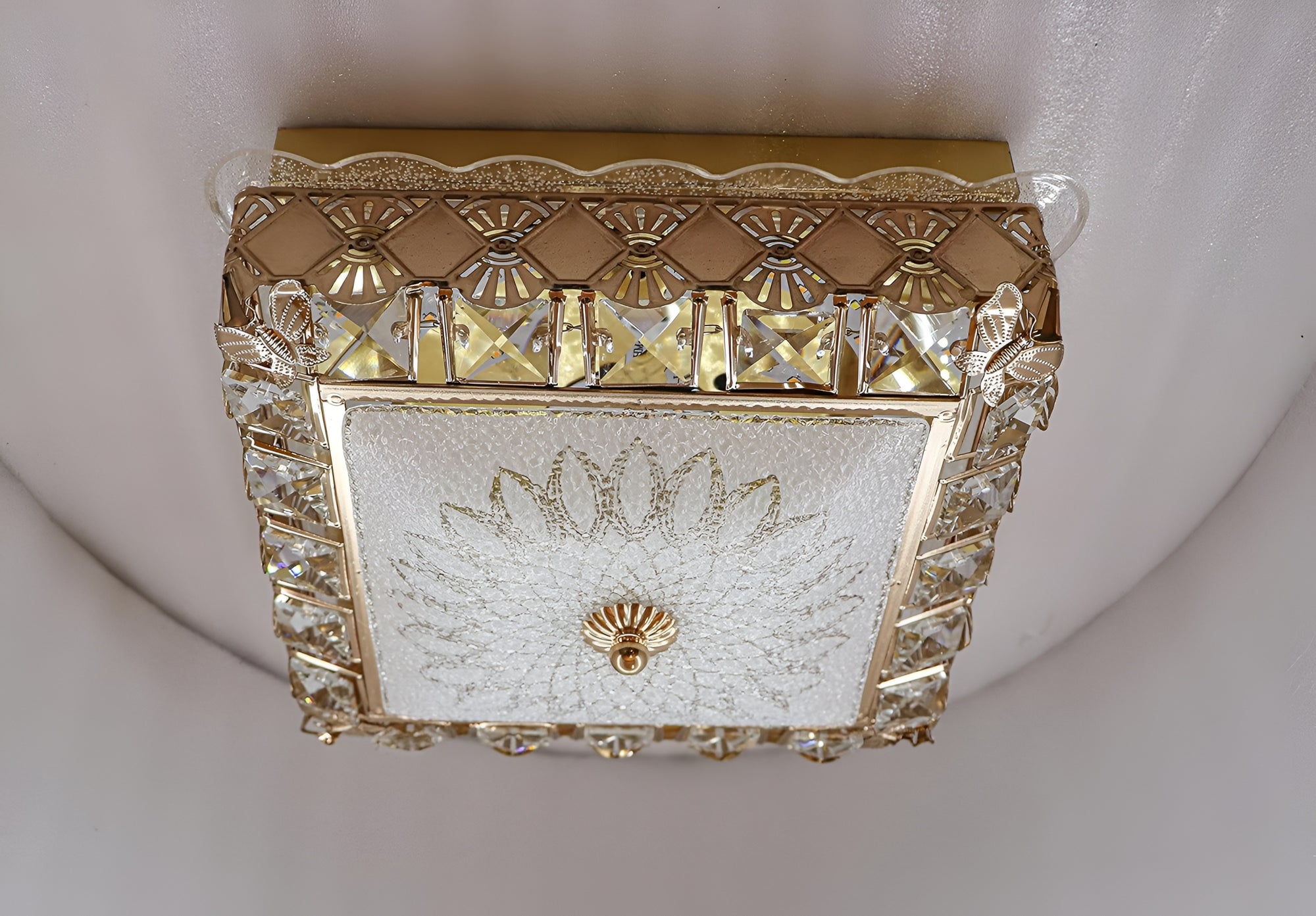 Crystal LED Flush Mount Light | Square Modern Ceiling Lamp