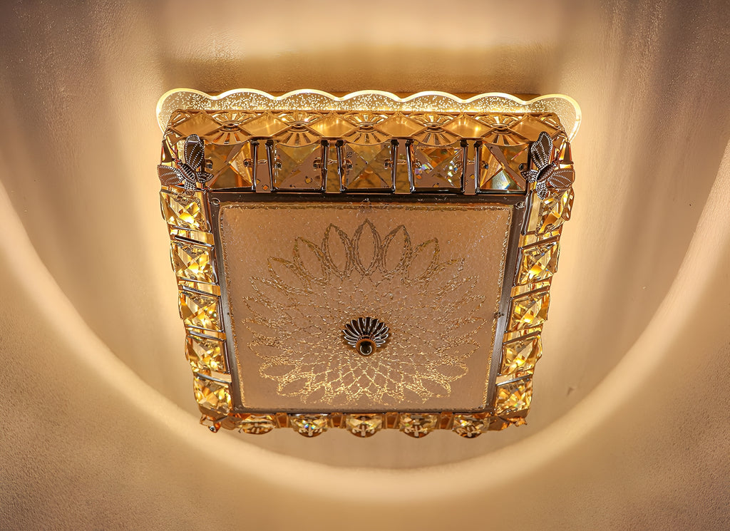 Crystal LED Flush Mount Light | Square Modern Ceiling Lamp