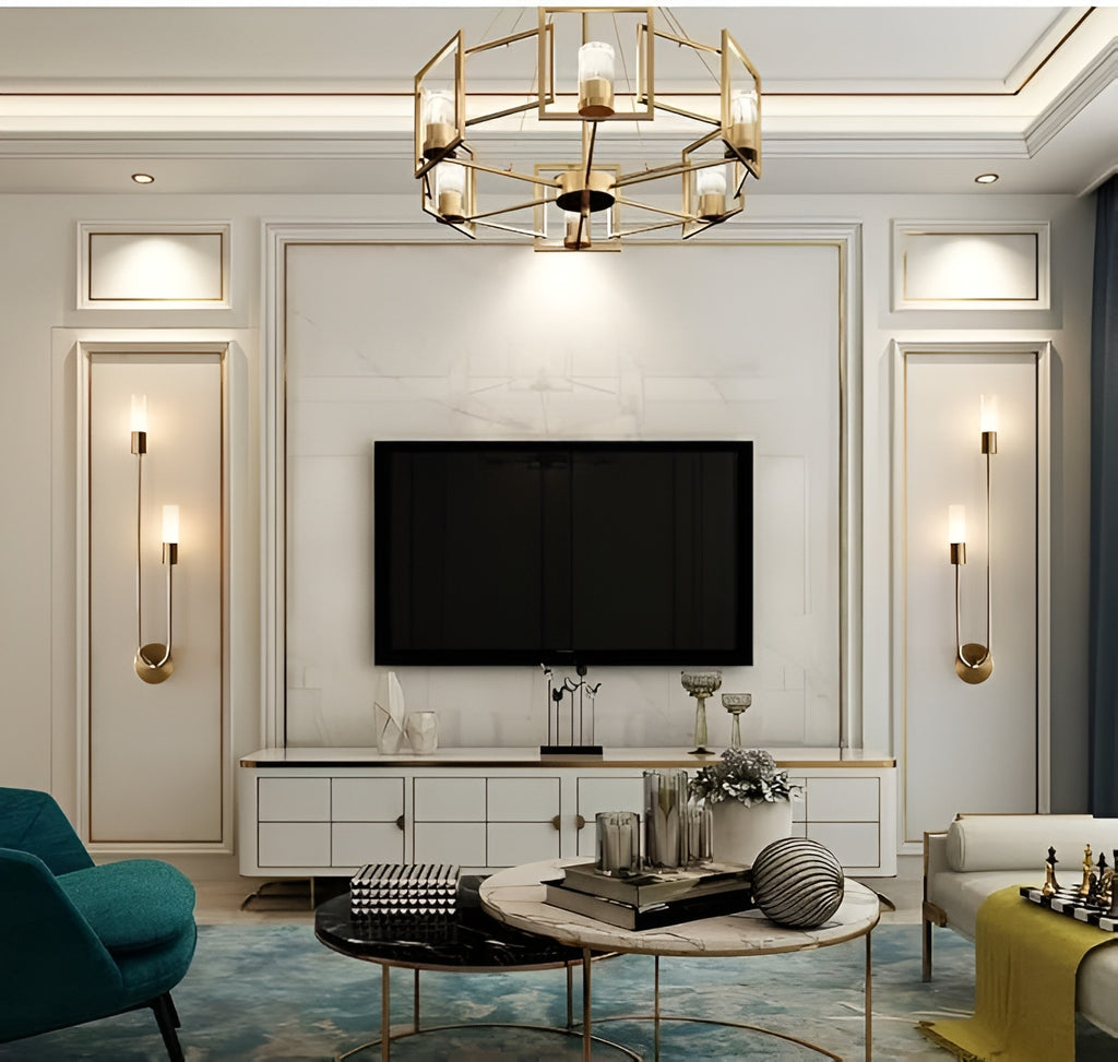 Nautical Gold Wall  Sconce | Dual LED Lights | Brass Finish | Pack of 2