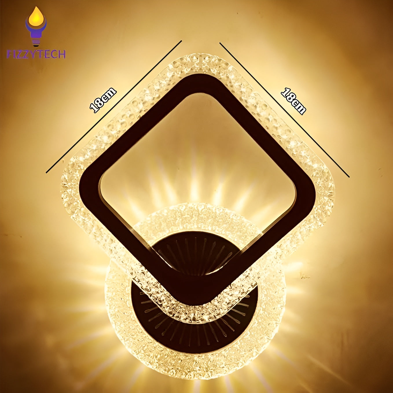 Crystal-Edge LED Wall Light – Geometric Diamond & Ring Design