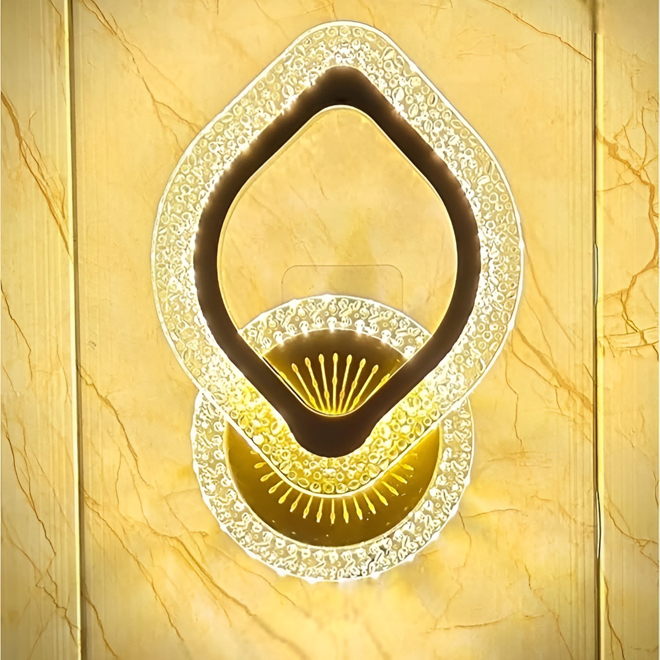 Golden Acrylic Crystal Wall Light – Color-Changing LED