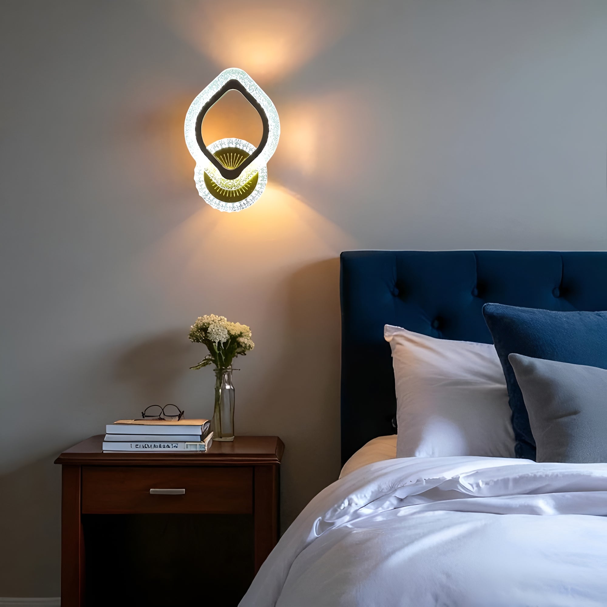 Golden Acrylic Crystal Wall Light – Color-Changing LED