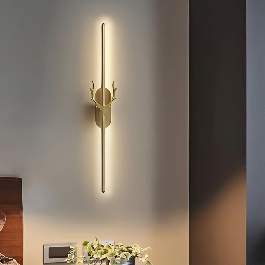 Modern LED Wall Sconce – Regal Horn Gold, 3-Color Modes