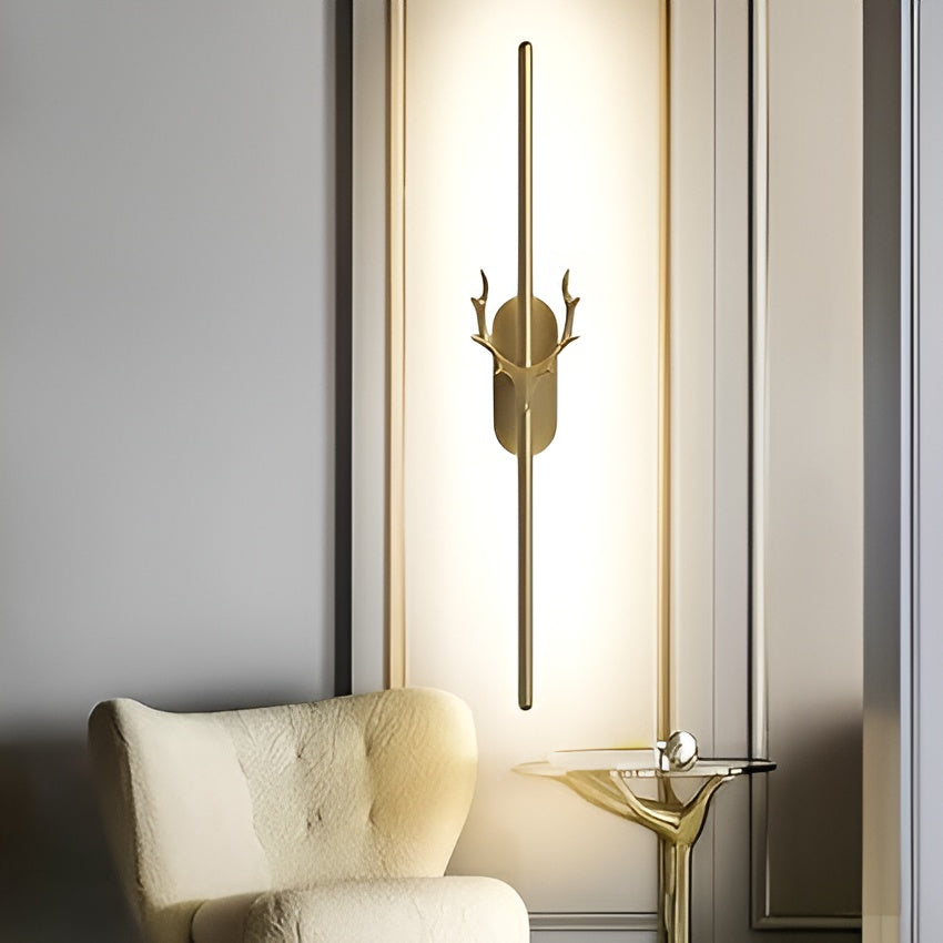 Modern LED Wall Sconce – Regal Horn Gold, 3-Color Modes