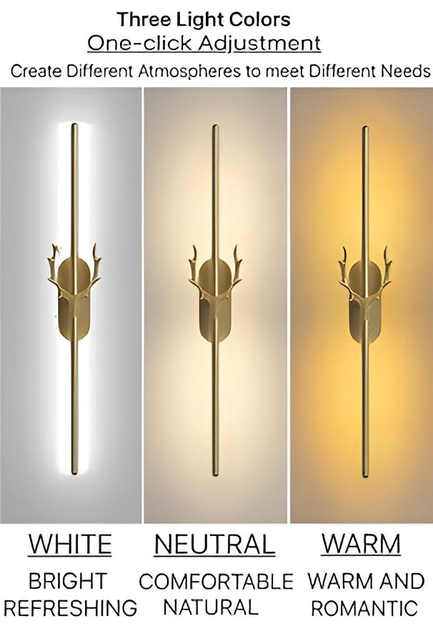 Modern LED Wall Sconce – Regal Horn Gold, 3-Color Modes