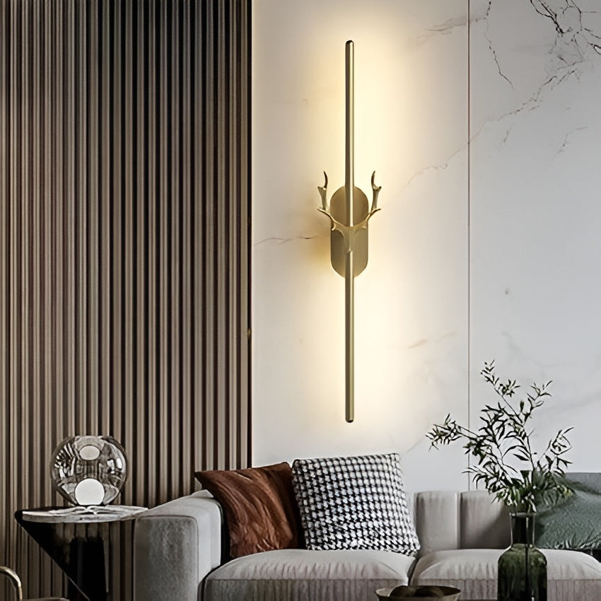 Modern LED Wall Sconce – Regal Horn Gold, 3-Color Modes