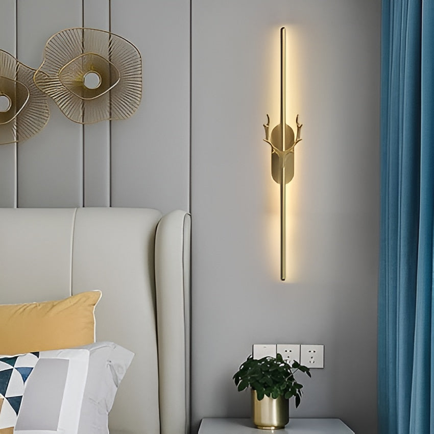Modern LED Wall Sconce – Regal Horn Gold, 3-Color Modes