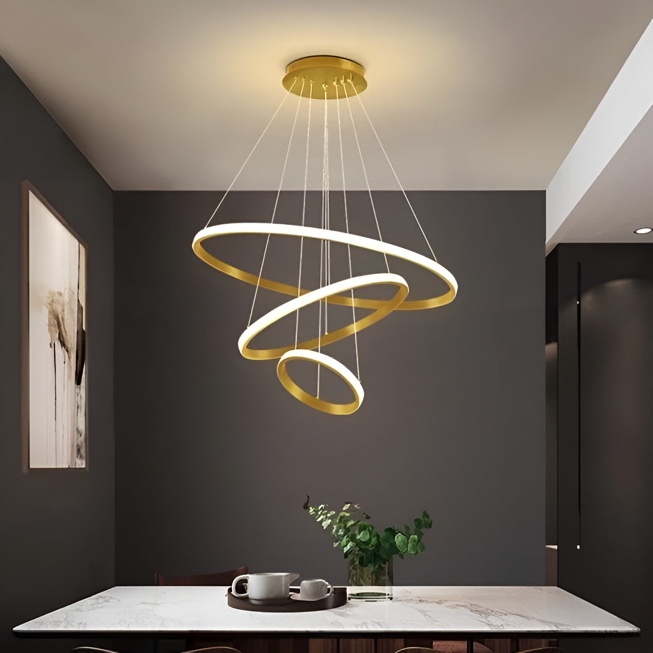 Modern 3-Ring Metal LED Chandelier