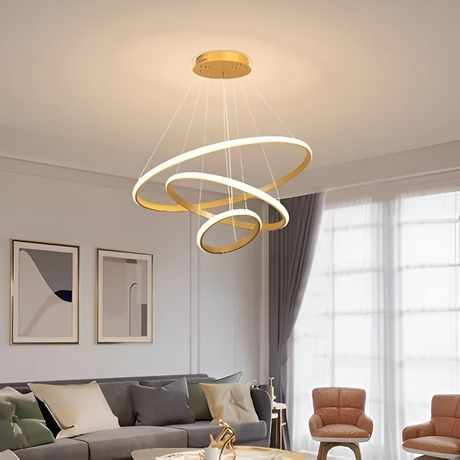 Modern 3-Ring Metal LED Chandelier