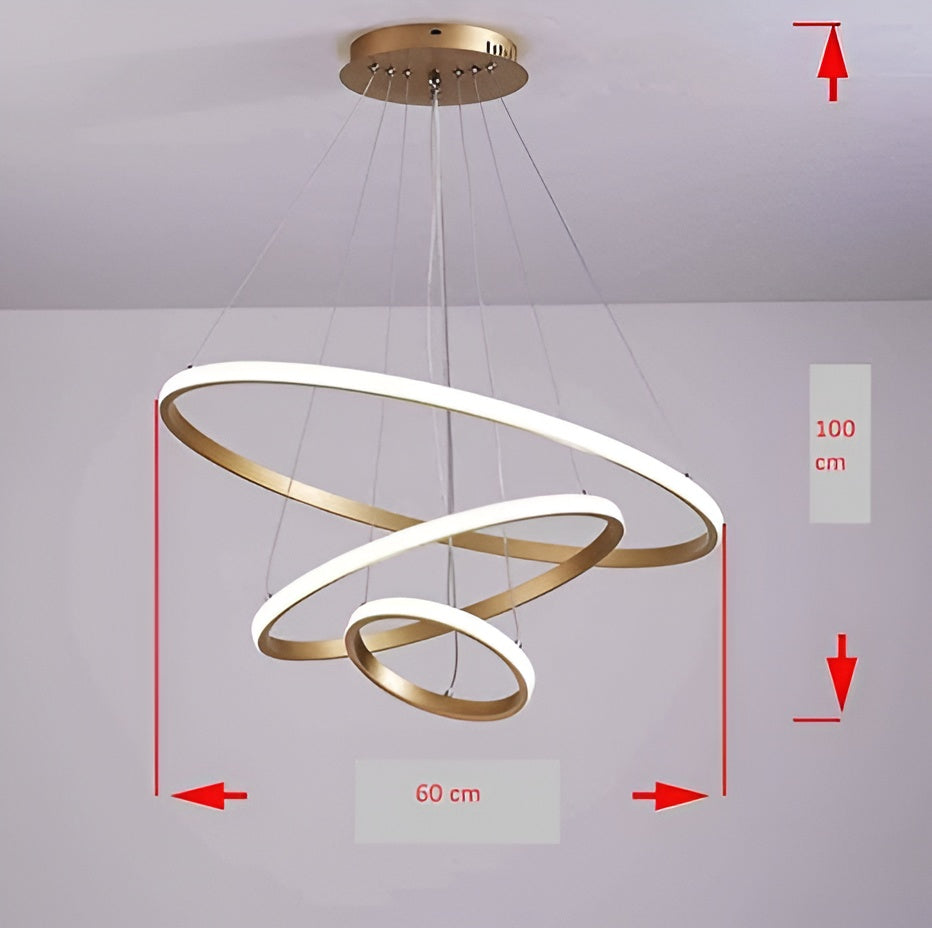 Modern 3-Ring Metal LED Chandelier